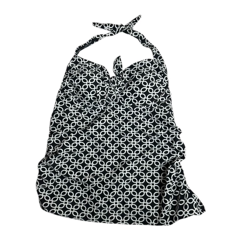 Collections by Catalina Black & White Patterned Tankini Top Women's 1X 16W NEW